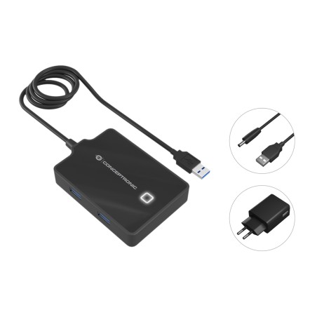 Conceptronic Hubbies 4-Port USB 3.0 Hub - Expand Your Connectivity with Speed & Efficiency!